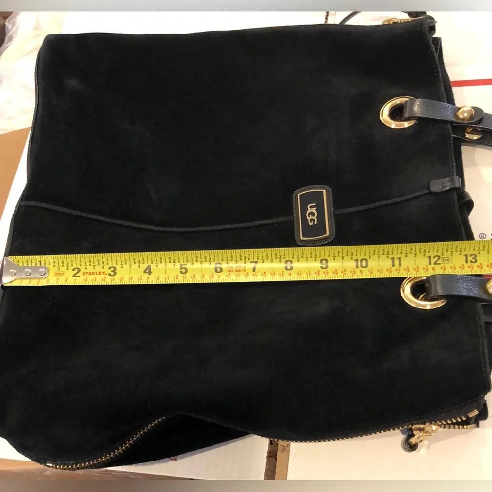 UGG Black Suede Tote Leather Shoulder Bag